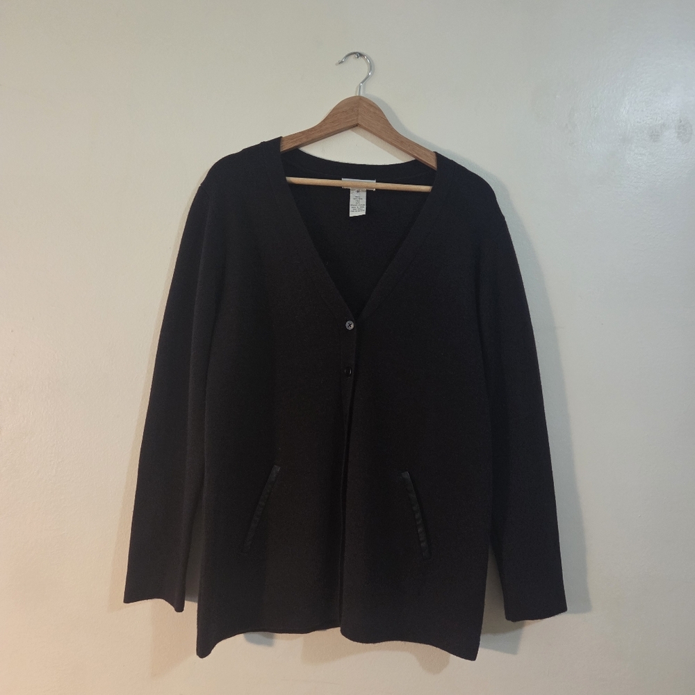 Orvis Vintage 100% Wool Coffee Brown Cardigan